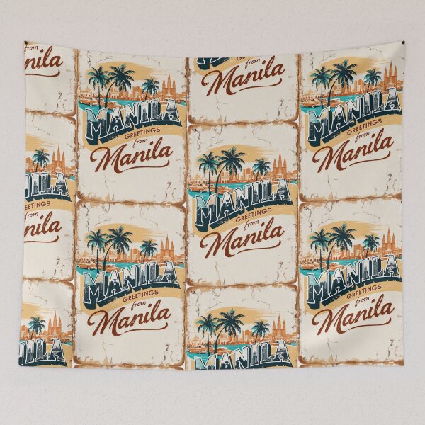 Item preview, Greetings from Manila Philippines Vintage Travel Retro Postcard Design designed and sold by TravelPostcardGems.