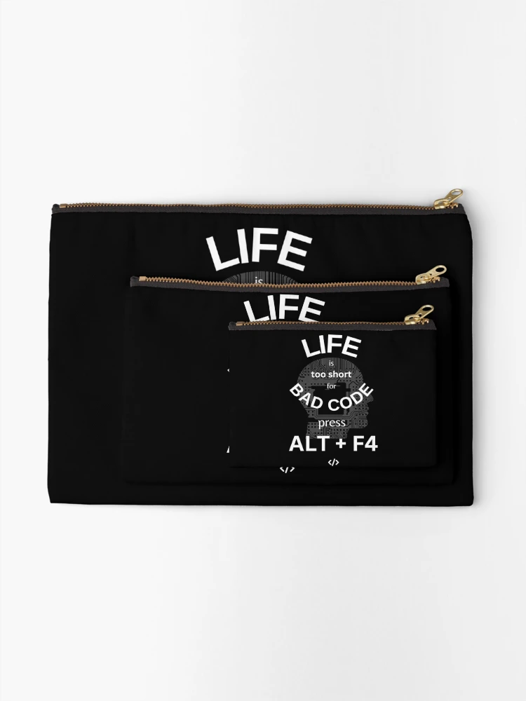 Thumbnail 2 of 4, Zipper Pouch, Escape Bad code - Funny IT Debugging Programmer Design designed and sold by aurielphoenix.