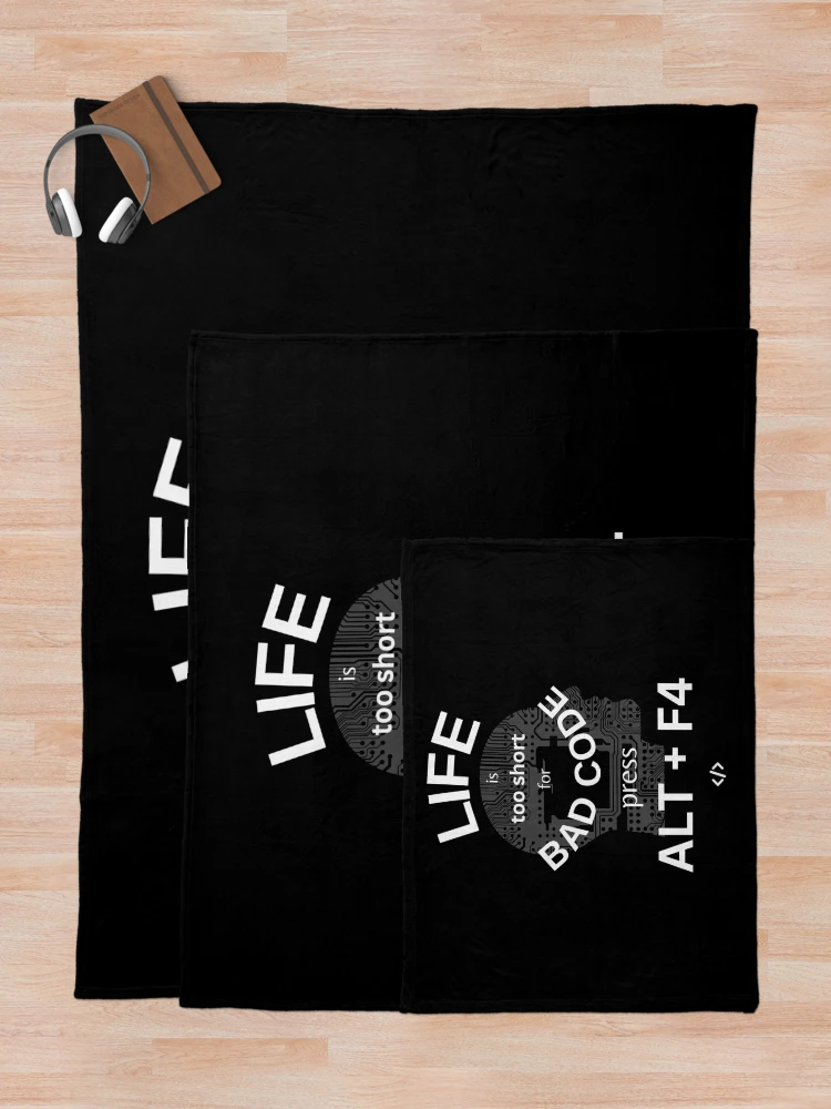 Thumbnail 5 of 6, Throw Blanket, Escape Bad code - Funny IT Debugging Programmer Design designed and sold by aurielphoenix.