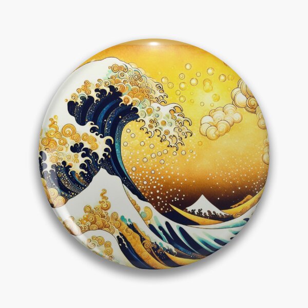 Item preview, The Great Wave off Kanagawa infused with gold. Mashup of Klimt and Hokusai designed and sold by CristalleLisa.