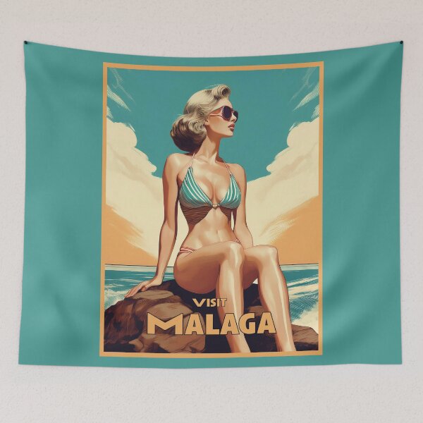 Item preview, Malaga Retro style Travel poster designed and sold by Boxing Kangaroo Retail Company.