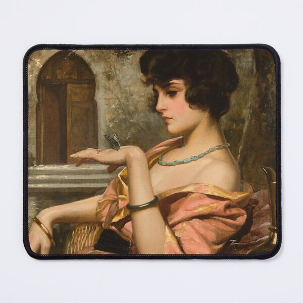 Item preview, Ottoman Beauty with a Butterfly - Vintage Turkish Elegance Art by Harold H. Piffard (1931) designed and sold by Arwen-Art.