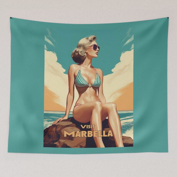 Item preview, Marbella Retro style Travel poster designed and sold by Boxing Kangaroo Retail Company.