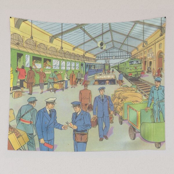 Item preview, vintage train station, train ride designed and sold by Mauswohn.
