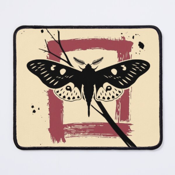 Item preview, A large death's-head hawkmoth, black and white, intricate patterns on its wings, perched on a dark branch designed and sold by 123ks.