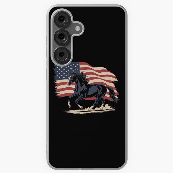 Aperçu de l'œuvre Cheval américain Quarter Horse avec drapeau américain - Œuvre d'art sur la liberté patriotique créée et vendue par love3617.