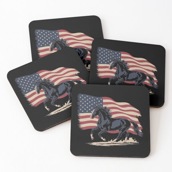 Item preview, American Quarter Horse with American Flag - Patriotic Freedom Artwork designed and sold by love3617.