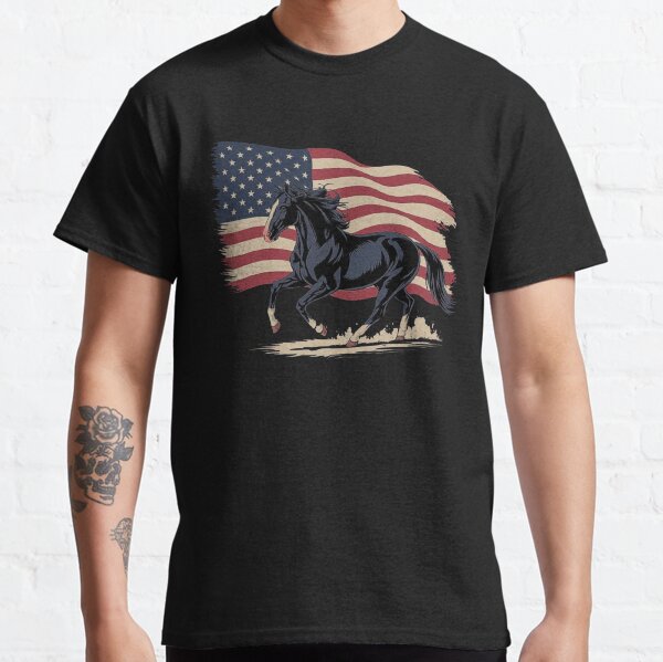 Aperçu de l'œuvre Cheval américain Quarter Horse avec drapeau américain - Œuvre d'art sur la liberté patriotique créée et vendue par love3617.