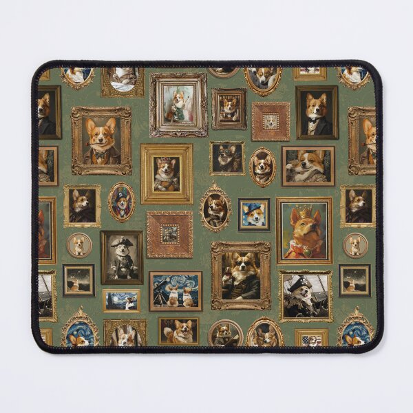 Item preview, Vintage Museum Wall - Whimsical Corgis Famous dog Corgi Portraits by Great Masters -Green Nightgarden designed and sold by UtArt.