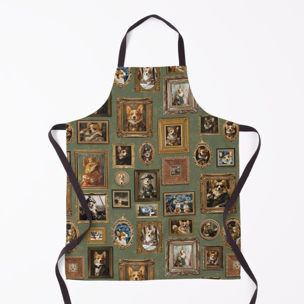 Item preview, Vintage Museum Wall - Whimsical Corgis Famous dog Corgi Portraits by Great Masters -Green Nightgarden designed and sold by UtArt.