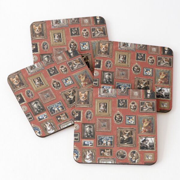 Item preview, Copy of Vintage Museum Wall - Whimsical Corgis Famous dog Corgi Portraits by Great Masters Red Nightgarden designed and sold by UtArt.