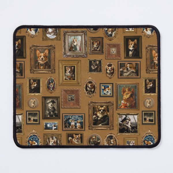 Item preview, Vintage Museum Wall - Whimsical Corgis Famous dog Corgi Portraits by Great Masters Mustard Brown Nightgarden designed and sold by UtArt.
