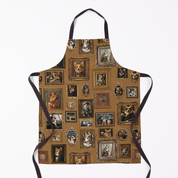 Item preview, Vintage Museum Wall - Whimsical Corgis Famous dog Corgi Portraits by Great Masters Mustard Brown Nightgarden designed and sold by UtArt.