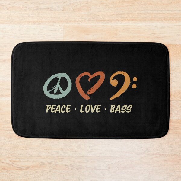 Aperçu de l'œuvre Peace Love Bass pour bassistes créée et vendue par Billianidesigns.