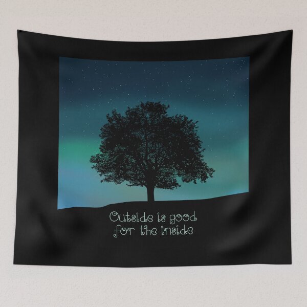 Item preview, Outside is good for the inside. Northern Lights, tree, stars designed and sold by Scat the cat.