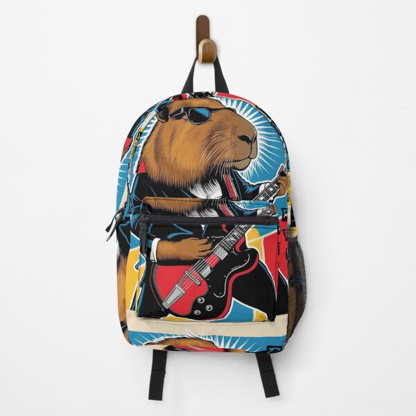 Item preview, Rockstar Capybara with Red Guitar designed and sold by AddyTae.