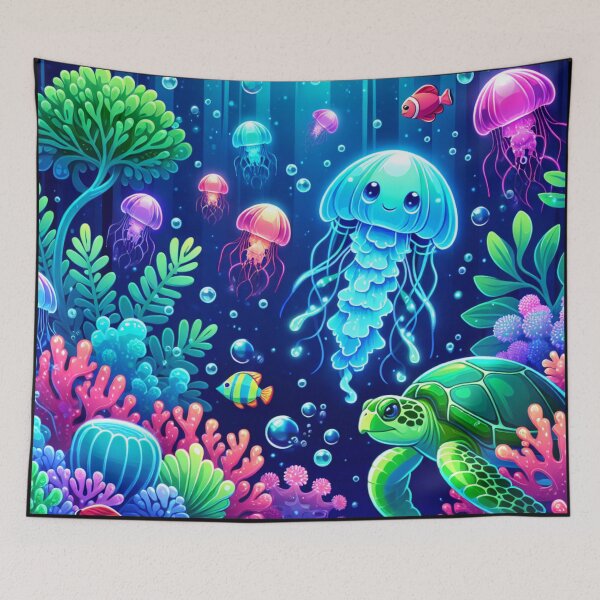 Item preview, Vibrant Ocean Fantasy with Jellyfish and Turtles designed and sold by Taans-Creation.
