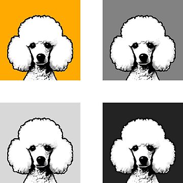 Artwork thumbnail, Pop Art Poodle Yellow & Grey Chic Aesthetic by K9ish