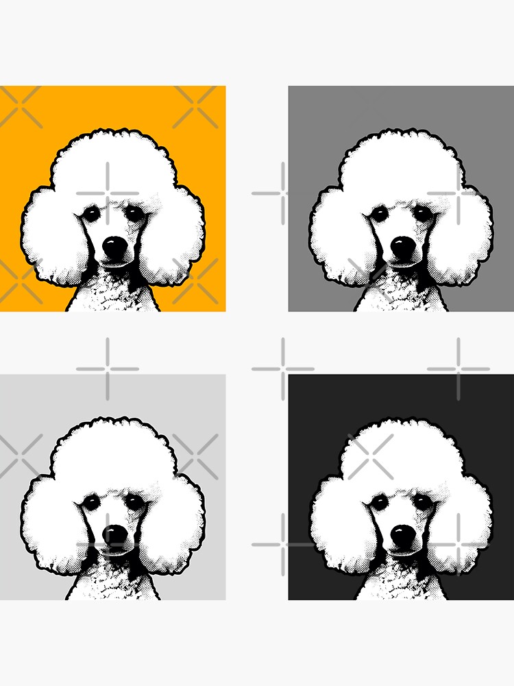 Thumbnail 3 of 3, Sticker, Pop Art Poodle Yellow & Grey Chic Aesthetic designed and sold by K9ish.