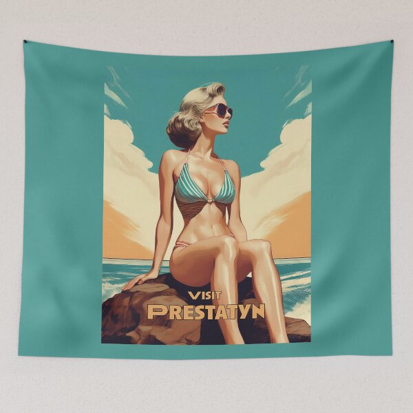 Item preview, Prestatyn Retro style Travel poster designed and sold by Boxing Kangaroo Retail Company.