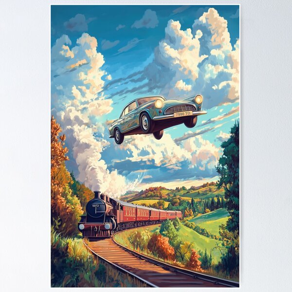 Artikel-Vorschau von Das verrückte blaue fliegende Auto und der Zug, designt und verkauft von ArvorStudios.