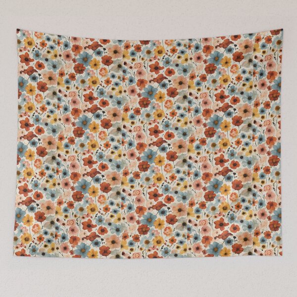 Item preview, Idealic Vintage Wild Flowers Print Red Blue Green Dreamy Romantic designed and sold by stxaris.