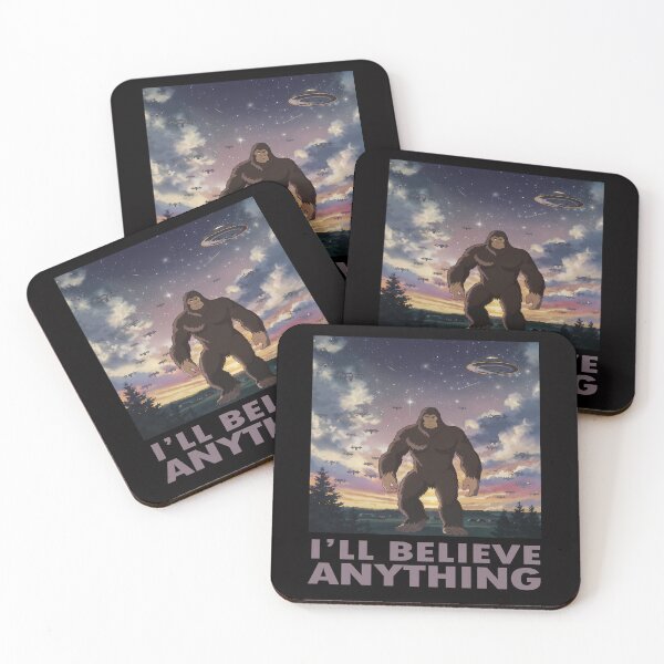 Item preview, I'll Believe Anything Anime Bigfoots UFOs and Drones designed and sold by CoolCrazyQuirky.
