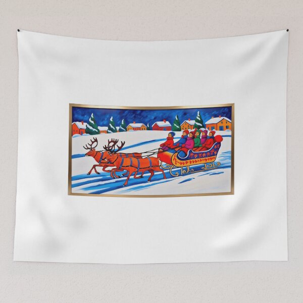 Item preview, A winter wonderland scene with reindeer and people riding on a sleigh  designed and sold by EtCreative.