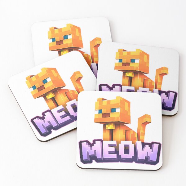 Item preview, Minecraft Cat Sticker, Cute Blocky Cat with 'Meow' Text designed and sold by Apaisan.