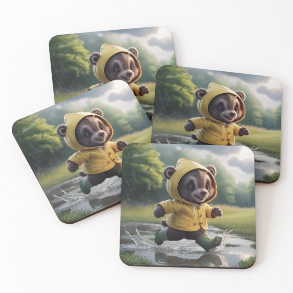 Item preview, little bear runs through puddles, 3D designed and sold by elegantpaterns.