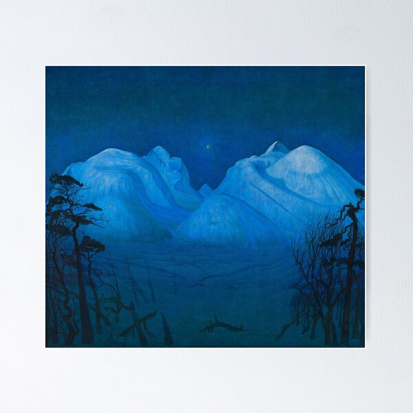 Item preview, Winter Night in the Mountains 1914 - Harald Sohlberg Norwegian Landscape designed and sold by Arwen-Art.