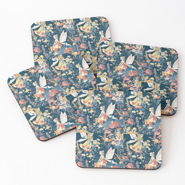 Item preview, Flower fairies in dark blue background designed and sold by AmoebaPress.