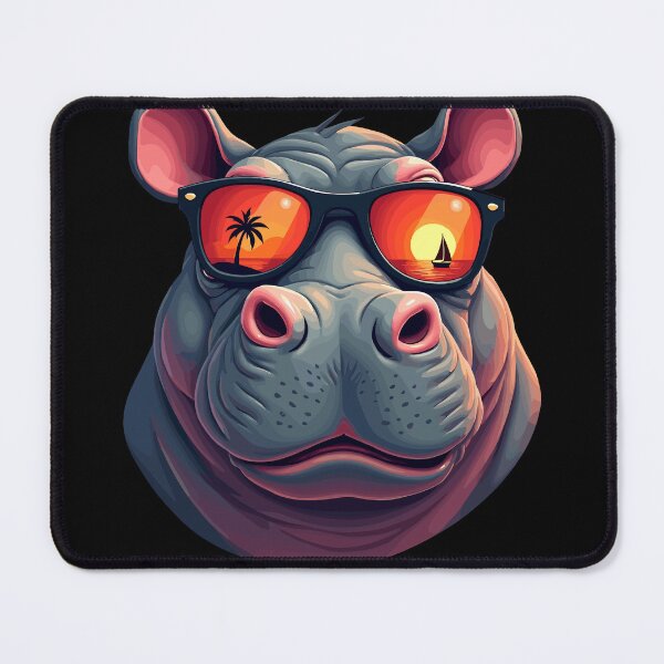 Item preview, Retro Sunset Hippo With Sunglasses designed and sold by InsanseCreation.