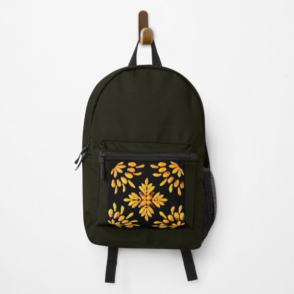 Item preview, Pattern of yellow cherry tomatoes on a black background designed and sold by miratomm.