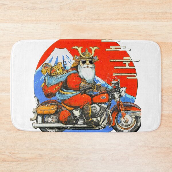 Artikelvorschau, Weihnachtsmann Samurai Biker, Lustiger Weihnachtsmann auf einem Motorrad Grafik, Einzigartiger Weihnachtsmann entworfen und verkauft von Indyadizine.
