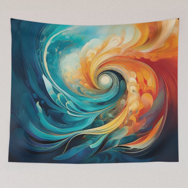 Item preview, A vibrant and dynamic abstract design depicting swirling, intertwining waves of color.  designed and sold by HEMRO.