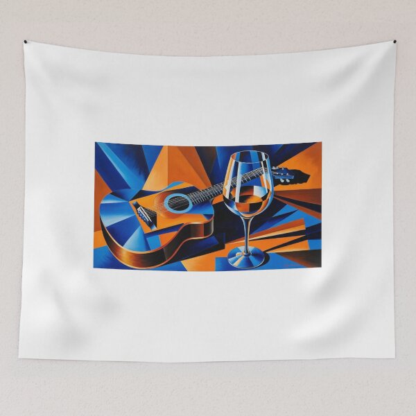 Item preview, Abstract still life of a guitar and wine glass designed and sold by EtCreative.