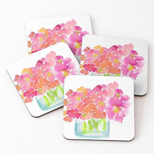 Item preview, Spring flower bouquet in a blue glass vase watercolor painting designed and sold by AnissaF.