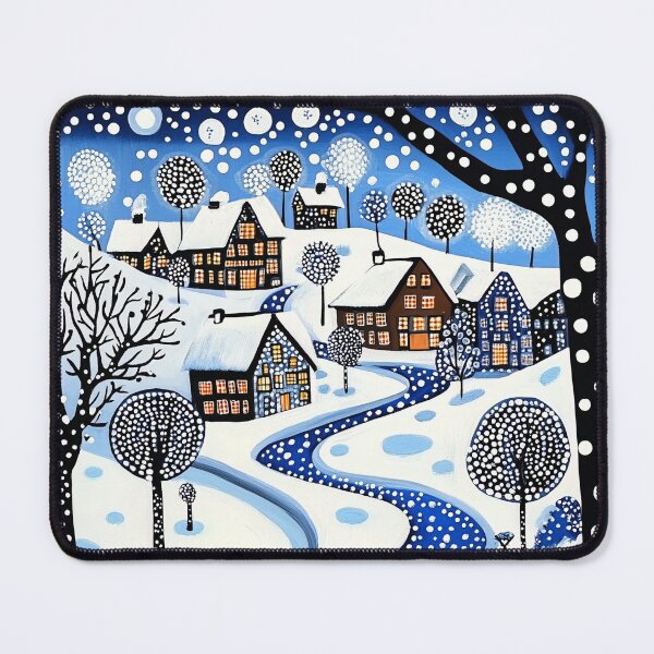 Item preview, Snowy Winter Polka Dot Village Landscape designed and sold by Neika Shimm Designs.