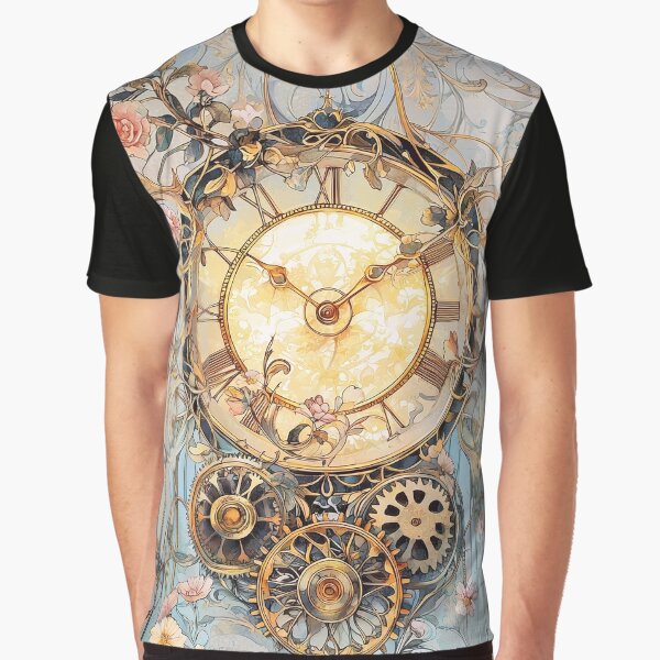 Artikel-Vorschau von Golden Harmony: Bloom in Time - Florale industrielle Jugendstil-Wandkunst, designt und verkauft von Zeniva.