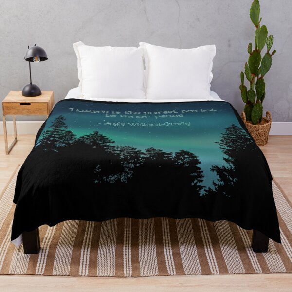 Item preview, Nature is the purest portal to inner peace - Angie Weiland-Crosby. Northern Lights, pine trees, stars designed and sold by Scat the cat.