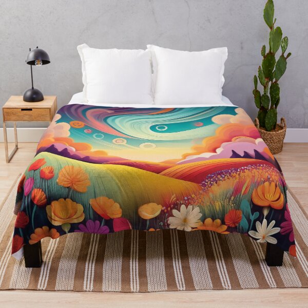 Item preview, A design of a lively field of vibrant flowers with a dynamic, swirling sky overhead. designed and sold by HEMRO.