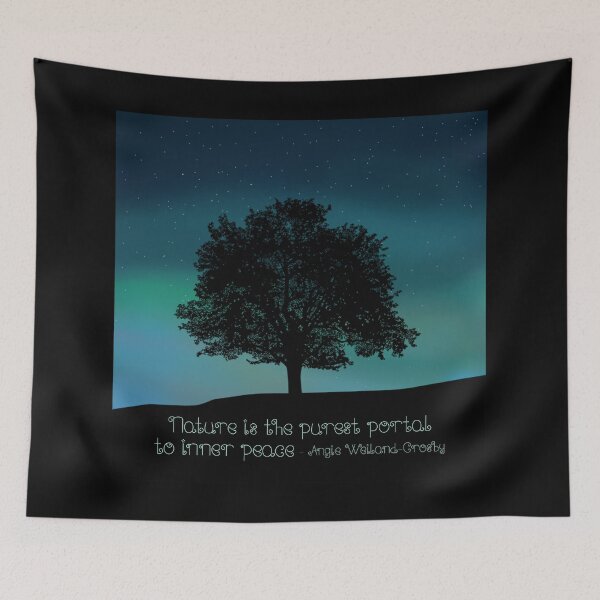 Item preview, Nature is the purest portal to inner peace - Angie Weiland-Crosby. Northern Lights, tree, stars designed and sold by Scat the cat.