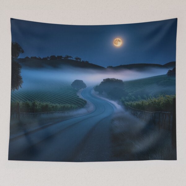 Item preview, Wine Country - Psychedelic Midnight Blue Moon Fantasy Dreamscape designed and sold by Fantasy Masterpiece.