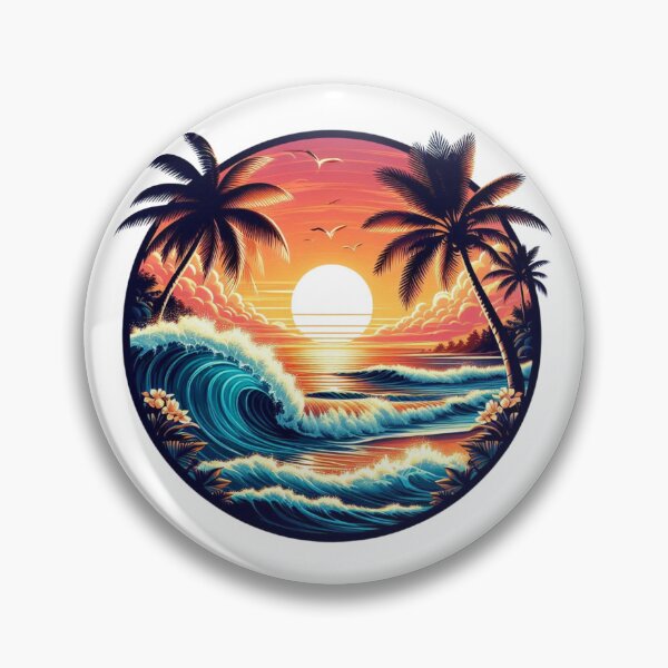 Item preview, Tropical Sunset and Waves Crashing Art designed and sold by WayoftheWater.