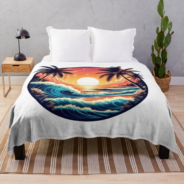 Item preview, Tropical Sunset and Waves Crashing Art designed and sold by WayoftheWater.