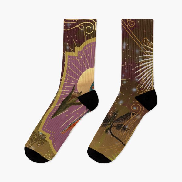 Item preview, Parrot and palms at evening, sky fall of stars, exotic vibes designed and sold by Sugar Wisdom .