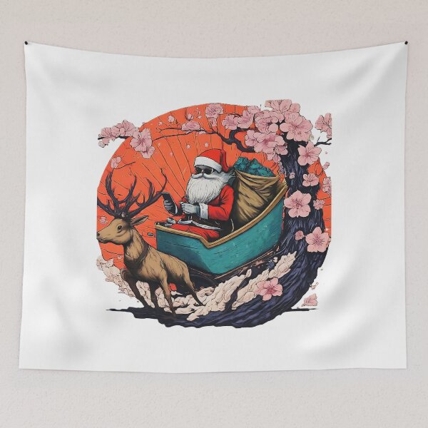 Item preview, Trendy Santa Claus in Sleigh , Santa with Reindeer Graphic , Cool Christmas , Holiday Seasonal  Gift designed and sold by Indyadizine.