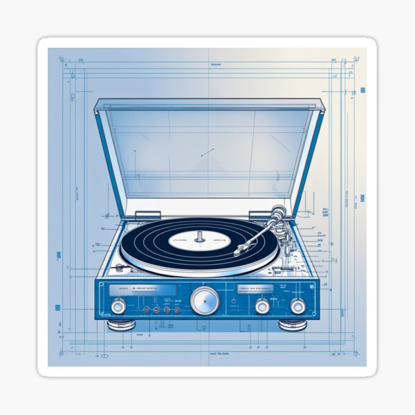 Item preview, Turntable Blueprint – Technical Diagram Design for Vinyl Lovers designed and sold by JCRockDesign.