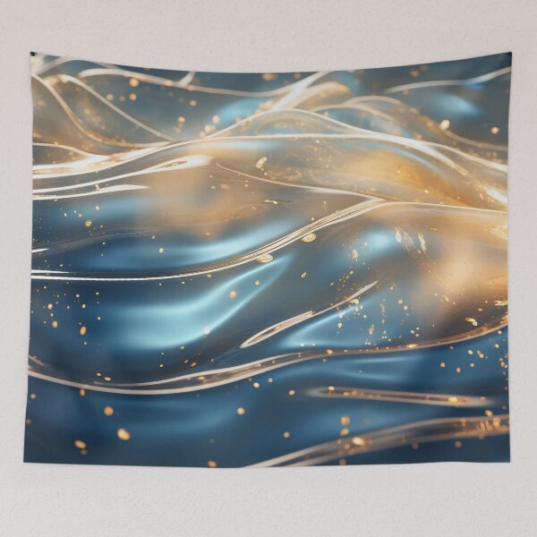 Item preview, Golden Swirls on Azure Waves designed and sold by anytka.